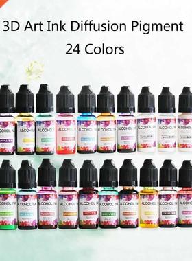 24 Colors 10ML Art Ink Alcohol Resin Pigt Kit Liquid Resin C