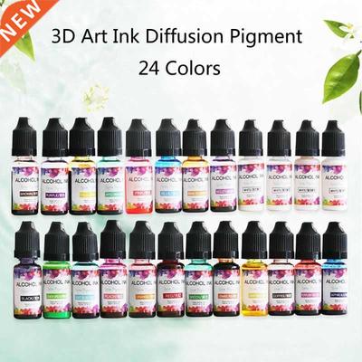 24 Colors 10ML Art Ink Alcohol Resin Pigt Kit Liquid Resin C
