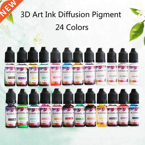 24 Colors 10ML Art Ink Alcohol Resin Pigt Kit Liquid Resin C