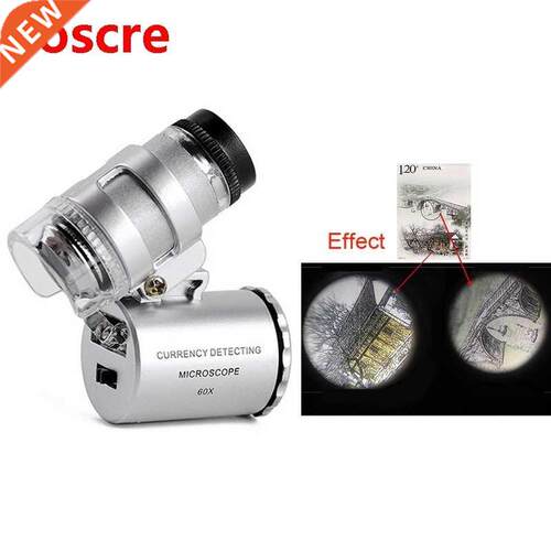 Hot Mini 60X Microscope Magnifying with 2 LEDs and UV Light
