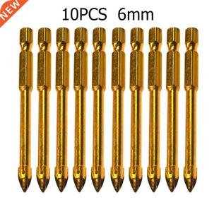 10pcs 6mm Titanium Drill Bit Set Ceramic Tile Drilling Bit M