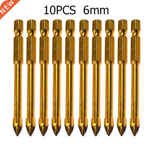 10pcs 6mm Titanium Drill Bit Set Ceramic Tile Drilling Bit M