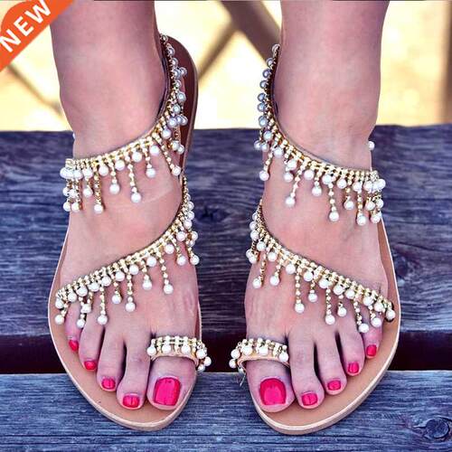 Ladies Rhinestones Sandals Summer Beach Slippers for Women S