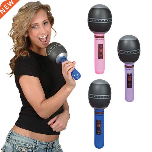 6pcs 24CM Blow up Microphone Music Inflatable Toys Plastic M