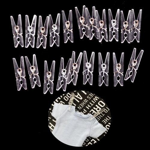 20PCS Mini Spring Clear Transparent Clips Clothes Photo Pape