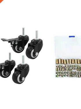 4x Shopping Wheel Trolley Brake Swivel Caster, 1.5-Inch, Bla