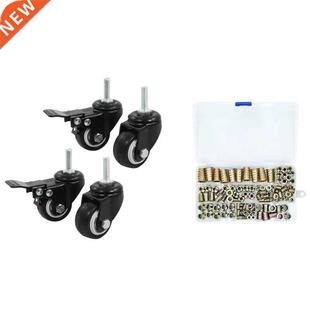 4x Shopping Wheel Trolley Brake Swivel Caster, 1.5-Inch, Bla