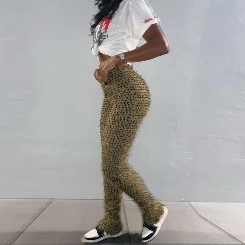 Women Pants Folds Leopard Herfst Undefined High Set Sheath
