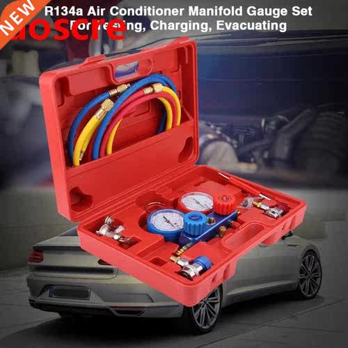 R134a 1.5m/5ft Air Conditioner A/C Manifold Gauge Set with 5