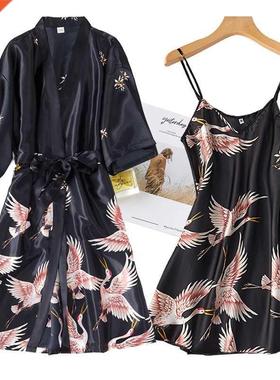 Women Rayon 2PCS Robe Set Bride Bridesmaid Wedding Robe Gown