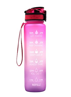 1L Plastic Sports Outdoor Water Bottle With Time Scale Remin