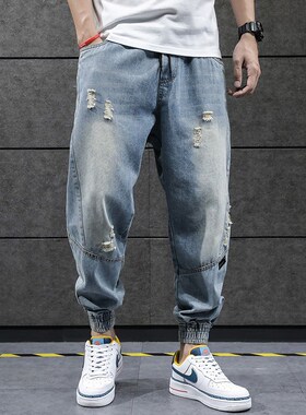 2020 New Hip Hop Harem Jeans Pants Men Loose Joggers Denim C