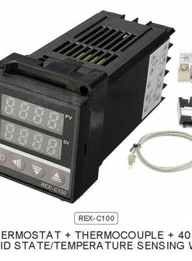 Mayitr 1set Thermostat REX-C100+Max.40A SSR + K Thermocouple