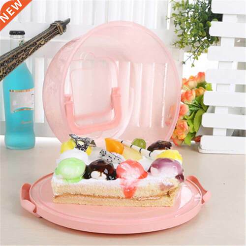 Cake Box Plastic Handheld Round Portable Bar Cake Storage Bo