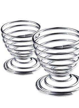 Metal Egg Cup Spiral Kitchen Breakfast Hard Boiled Spring Ho