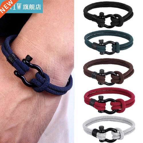 19/21/23cm Men U Shape Survival Bracelet with Black Stainles
