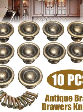 10pcs Furniture Knobs Antique Brass Handles Cupboard Wardrob