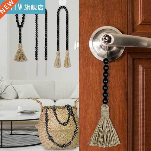 Wooden Farmhouse Rustic Handmade Bead Garland Ornament Woven