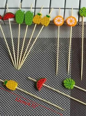 100 Pcs Disposable Bamboo picks Food Fruit Cocktail Handmade