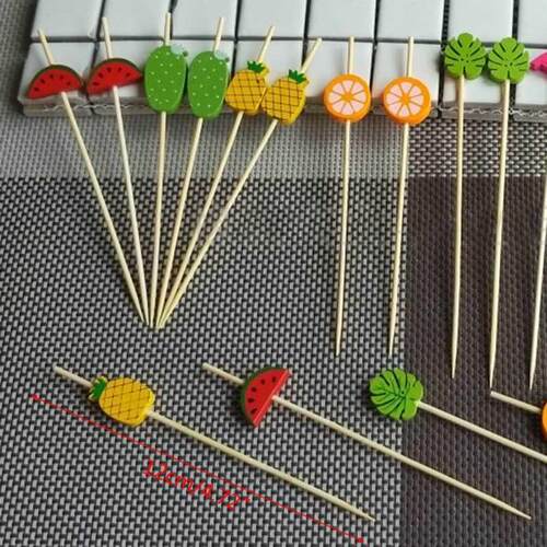 100 Pcs Disposable Bamboo picks Food Fruit Cocktail Handmade