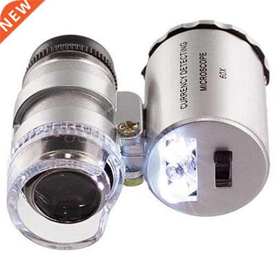 60x Mini Pocket LED UV Jewellers Loupe Microscope Glass Jewe