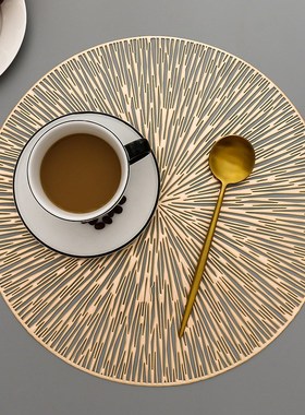 6/4PCS Round Placemats Restaurant Hollow PVC decoration Meal