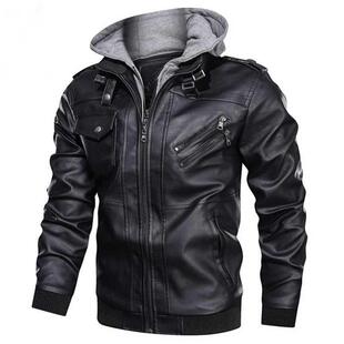 Men's Motorcycle Leather Jacket 2021 Autumn Winter Fashi
