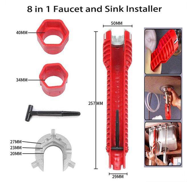 8 In 1 Anti-slip Kitchen Repair Plumbing Faucet Sink Install