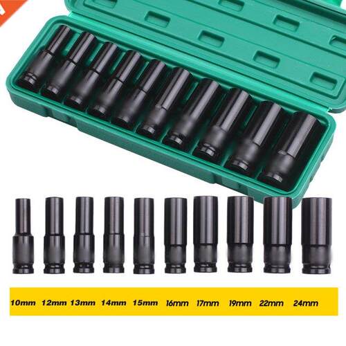 1/2Inch 6-point Drive Hex Impact Socket Set 10-Piece Deep So