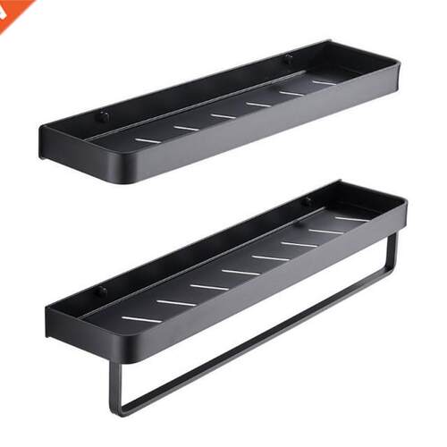 Wall Mounted Bathroom Shelf with Towel Bar Aluminum Shampoo