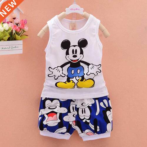 Summer Baby Boy Clothing Set Cartoon Mickey Minnie Girl Vest