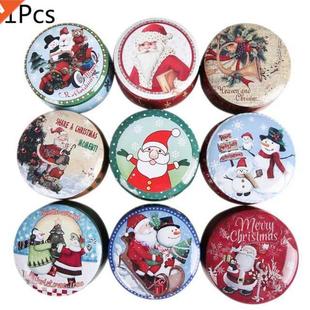 Christmas Round Tin Sealed Jar Jewelry Biscuits Coin Candy S