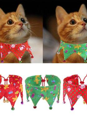 Christmas Dog Bandanas with Bells Gingerbread Man Santa Pet