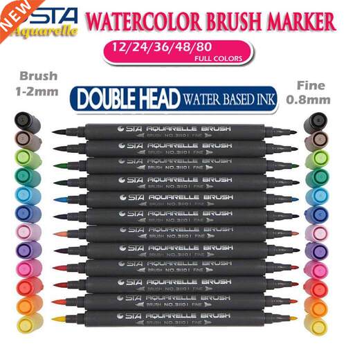 STA 80 Colors Watercolor Brush Pen Set Aquarelle Markers Do