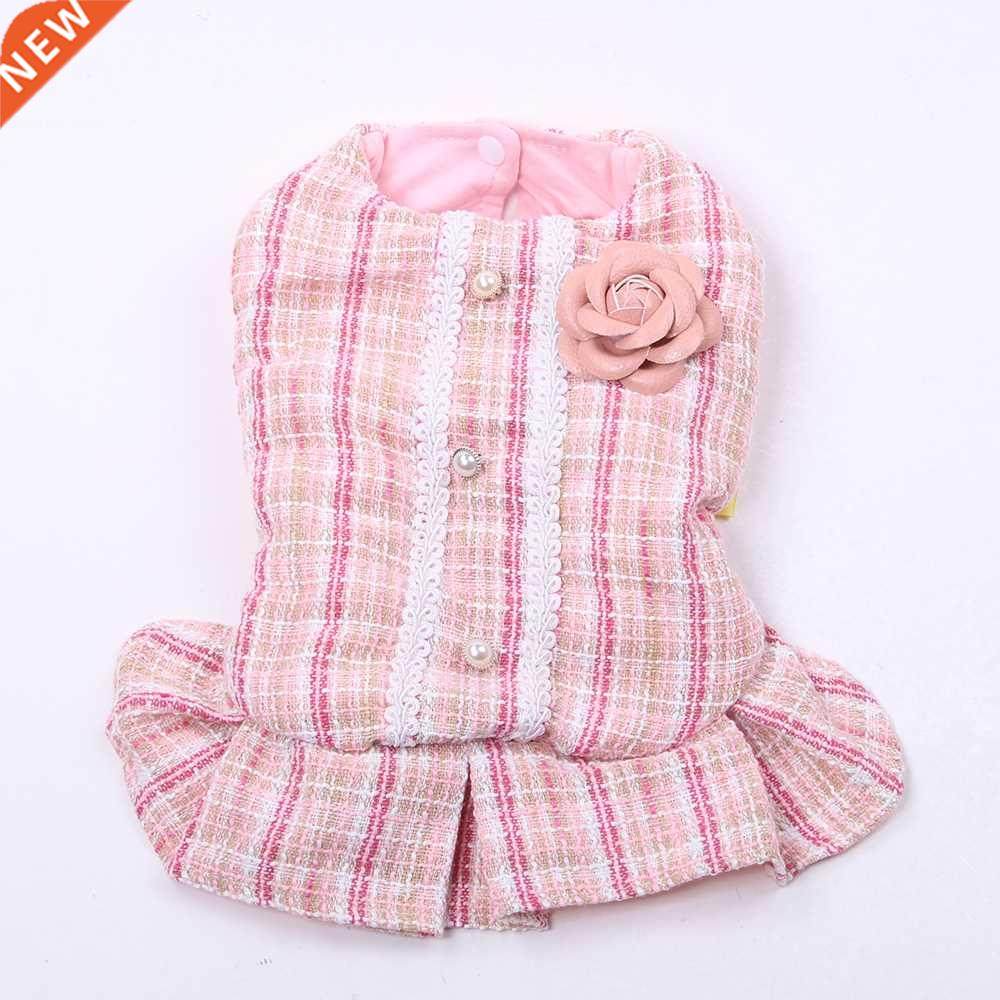 Princess Dog Cat Dress Hoodie Plaid Rose Design Pet Puppy S