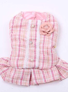 Princess Dog Cat Dress Hoodie Plaid Rose Design Pet Puppy S