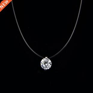 Poputton Female Transparent Fishing Line Necklace Silver Col