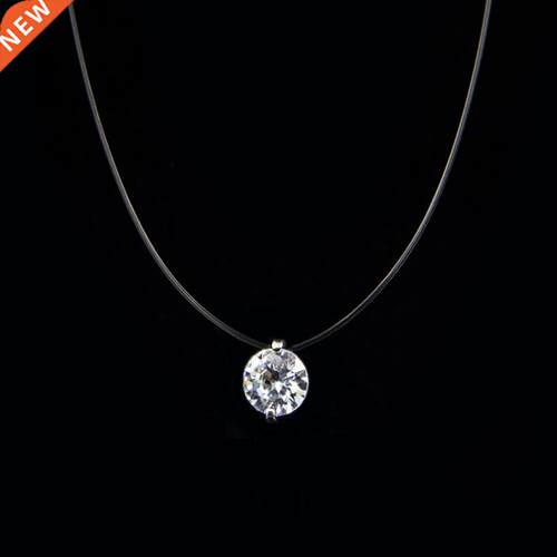 Poputton Female Transparent Fishing Line Necklace Silver Col