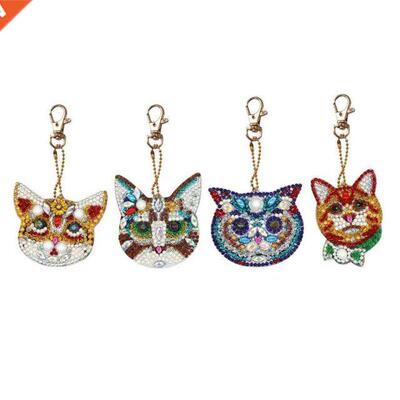 4pcs DIY Diamond Painting Keychain Special-shaped Full Drill