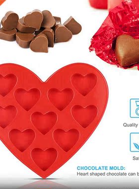 10 Grid Silicone Chocolate Mold Tray Creative Heart Shaped I