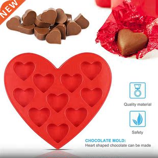 10 Grid Silicone Chocolate Mold Tray Creative Heart Shaped I