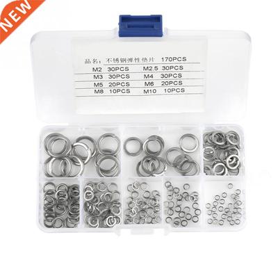 180pcs M2-M10 SS304 Spring Washer Ring Gaskets Assortment Ki