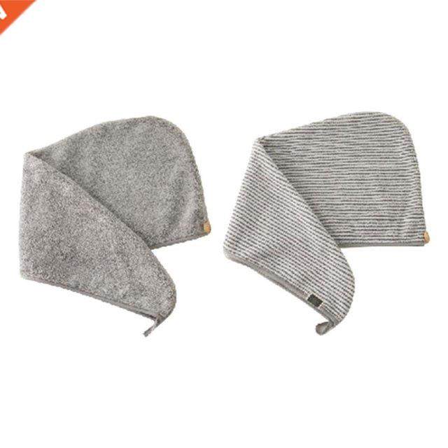 Hair Towel Wrap Gray Striped Quick Drying Shower Turban Cap