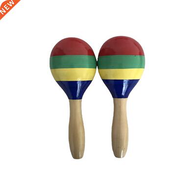 1 Pair Wooden Maracas Sand Hammer Rumba Shakers Rattles Sand