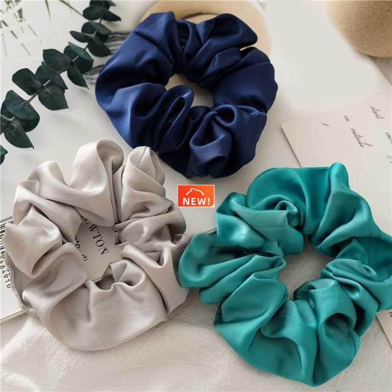 1PC Satin Silk Solid Color Scrunchies Elastic Hair Bands