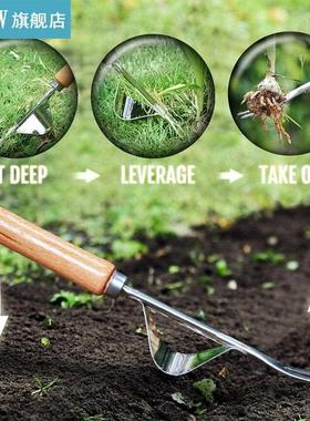 Weeder Stainless Steel Wood Manual Garden Weed Remover Lawn