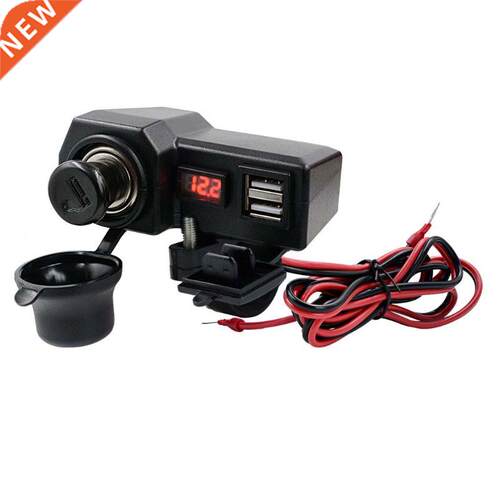 Waterproof 12V Motorcycle Dual USB Charger With LED Voltmete