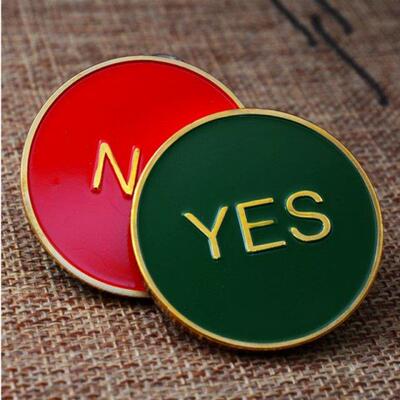 Yes/No Commemorative Lacquered Metal Badge Copper Coin Custo