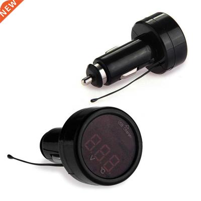 Mini Cigarette Lighter LED Car Voltmeter Thermometer Suitabl