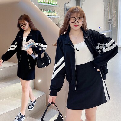 Autumn 2021 new sporty skirt + hoodie two-piece plus-size wo